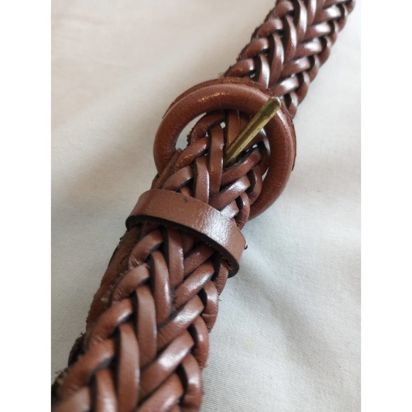 Adjustable Braided Button Suspenders Full Grain Cowhide Leather Brown Classic - Picture 7 of 8